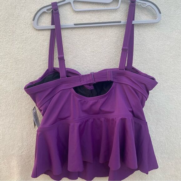 NWT Torrid Purple tie front underwire peplum midkini top size 3D size 10 C/D - Picture 7 of 8